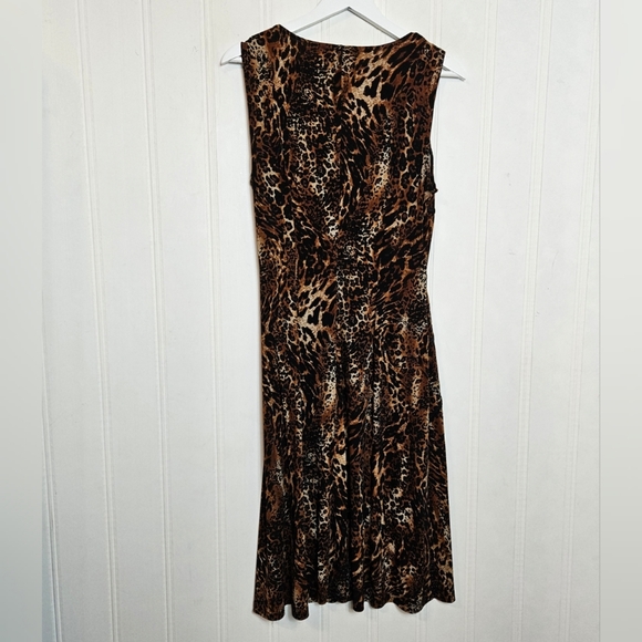 Connected Apparel Animal Print Dress Womens Size 10 Brown Black Sleeveless - Picture 5 of 10